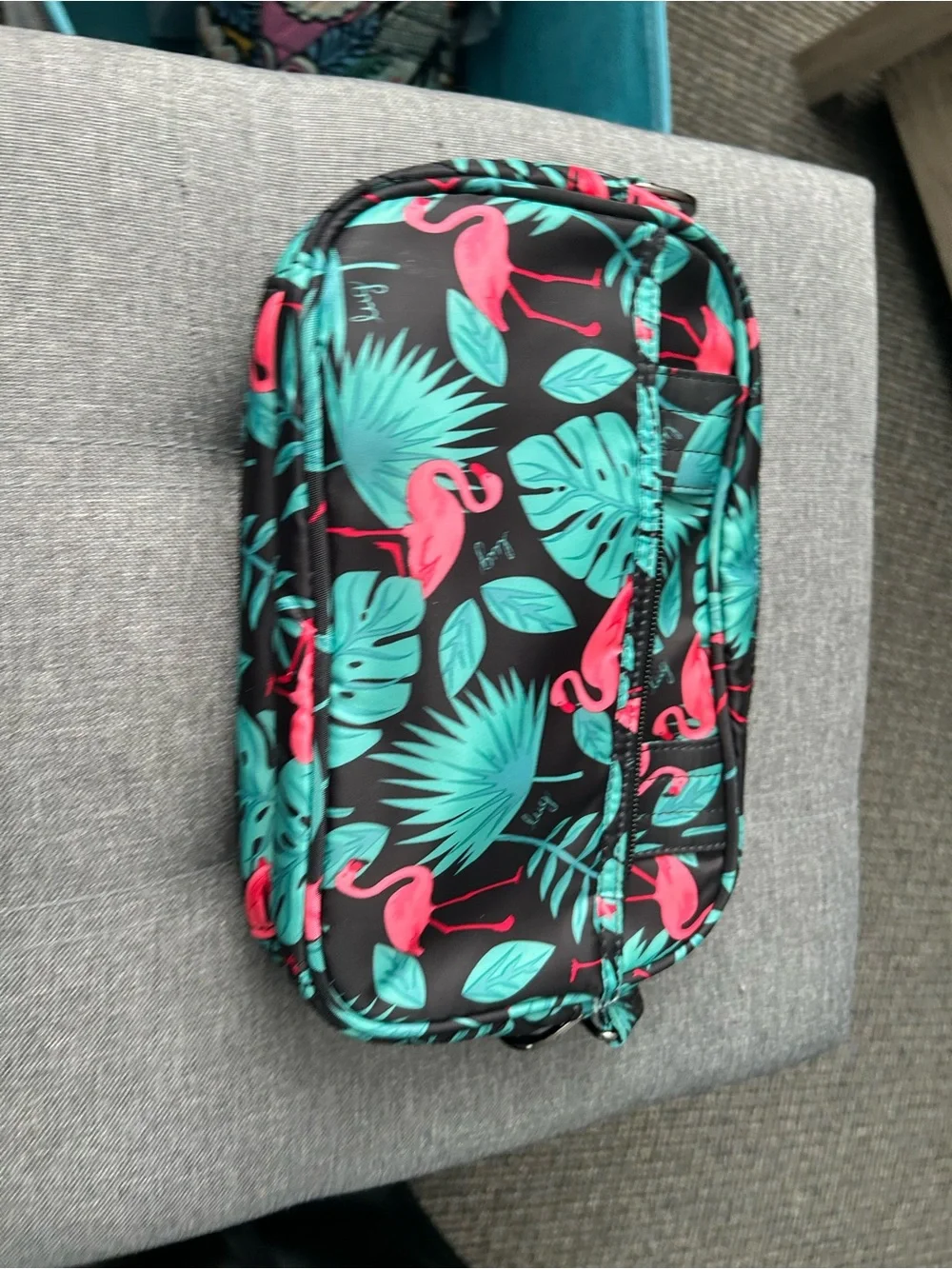 lug Teal Floral Convertible Wristlet with Pink Lining